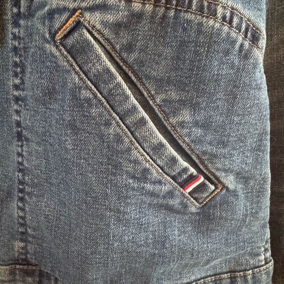 Tommy Hilfiger Women’s Sz 2X Medium Wash Denim Jacket Band Collar Metal Buttons - Picture 10 of 15